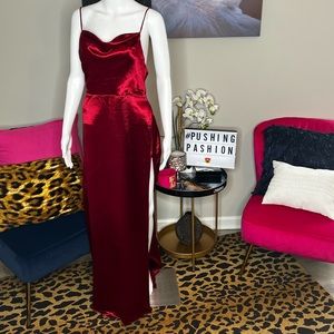 Satin Maxi Dress Burgundy